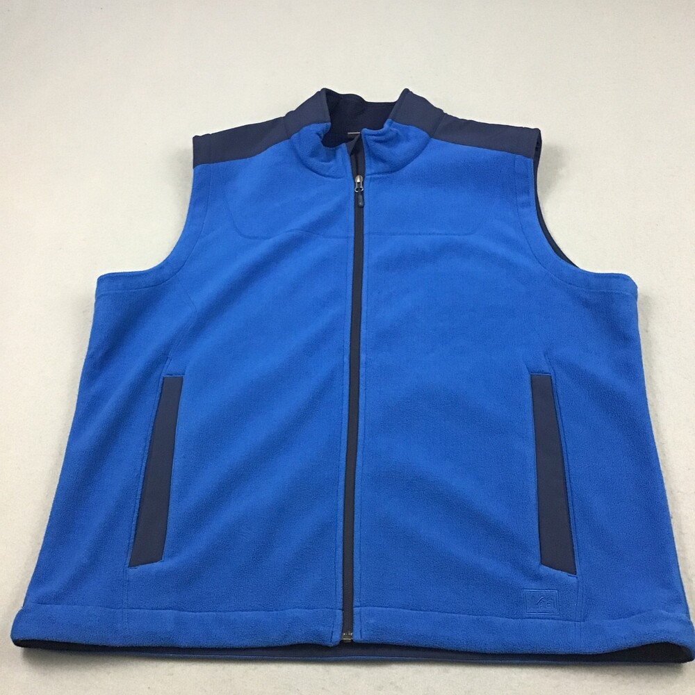REI Co-op Fleece Vest Men 2XL Blue Solid Full Zip Outdoor Hiking XXL